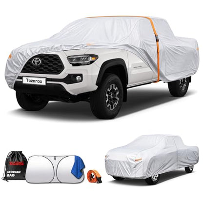 Car Cover Waterproof All-Weather,Heavy-Duty Outdoor Full Exterior Automobiles Truck(Length up to 210 inch) with Windshield Sun Shade Universal Fit Nissan Frontier,Ford F100,Chevy C10 S10 etc - size: Fit Truck Length up to 210 inch(PK-M)