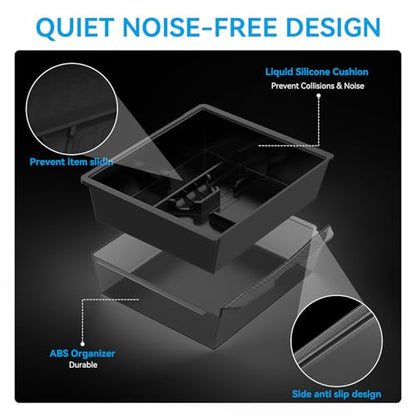 Center Console Organizer Tray for Tesla Model Y Juniper 2025-2026 & Model 3 Highland 2024-2026 - Tesla Accessories Storage Double Layer Tray Silicone Non-Slip Surface, Cup Holder & Camera Cover