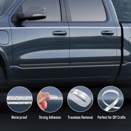 Car Pinstriping Tape, 32Ft Car Vinyl Striping Tape Stripe Decal Waistline Body Side Striping Emblems Trim for DIY Racing Motorcycle SUV Pickup (Silver) - color: Silver-1