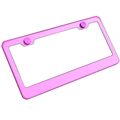 T304 Stainless Steel License Plate Frame – 8K Mirror Polish Finish, Rust-Resistant, Slim Design, Universal Fit, Includes Screw Caps, Washers & Stainless Steel Screws (Baby Pink) - color: Baby Pink