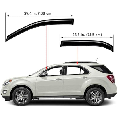 Lightronic Extra Durable Outside-Mount Auto Vent Window Visor, Fits 2010-2017 Chevrolet Equinox, UV Protection Rain Guard, Original Wind Deflector, No-Drill Easy Install, Dark Smoke, 4-Pcs - size: Outside Mount