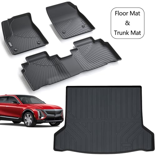 Floor Mats for 2023 2024 2025 2026 Cadillac Lyriq Lyriq-v & Trunk Mat TPE All Weather Protection 2 Rows Car Floor Liners with Cargo Liners - size: For 203-2026 Cadillac Lyriq full set mat