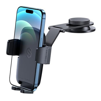 SYNCWIRE Car Phone Holder for Universal Dashboard [Super Stable] Car Phone Mount Foldable Aluminum Alloy Arm for iPhone 17 16 15 14 13 12 Series & All Phones