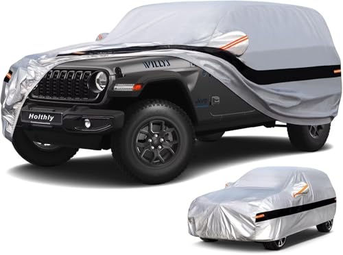 10 Layers Car Cover Custom Fit for Jeep Wrangler 4Door 4dr, Waterproof All Weather for Automobiles, Outdoor Full Cover Sun Dust Rain Protection with Cotton. Silver - size: Custom Fit for JEEP Wrangler-4