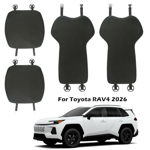 TOPABYTE Front Seat Covers for Toyota RAV4 2019-2026 Hybrid XLE LE SE XLE Premium, Limited Breathable Bottom Car Seat Cushion Protector All Season Protection Accessories (4pcs/Black Ice Silk) - size: Front Seat Cover 4pc