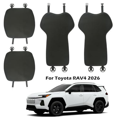 TOPABYTE Front Seat Covers for Toyota RAV4 2019-2026 Hybrid XLE LE SE XLE Premium, Limited Breathable Bottom Car Seat Cushion Protector All Season Protection Accessories (4pcs/Black Ice Silk) - size: Front Seat Cover 4pc