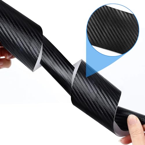 Door Sill Protector Compatible with Dodge Charger Challenger 4PCS Door Sill Protector with Plastic Scraper Carbon Fiber Leather Door Entry Guard Decoration | SS Shape|