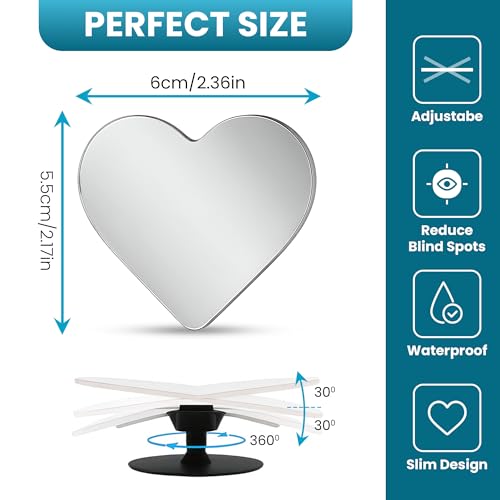 Blind Spot Mirrors, Heart Shaped HD Glass Frameless Convex Rear View Mirrors, Wide Angle Adjustable Stick for Side Mirror, Automotive Exterior Accessories for Car, SUV & Trucks, Pack of 2