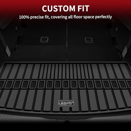 LASFIT Trunk Mat for Jeep Grand Cherokee L 2021-2025 2026 6 Seaters and 7 Seaters All Weather TPE Custom Fit Cargo Mat Trunk Liner Cargo Liner, Black - style: Grand Cherokee L 2021-2026 Cargo Mat