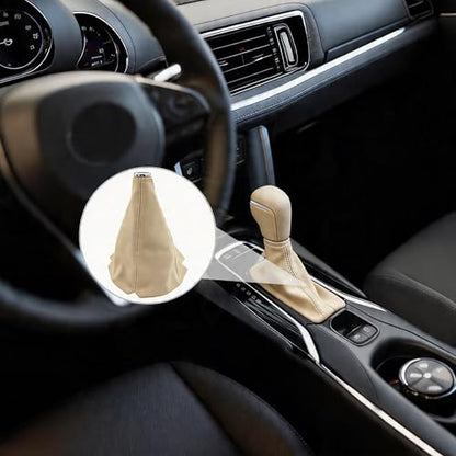 Automotive Shift Knob Dust Cover, Leather Construction, Shifter Boot Cover Replacement Part, Universal Fit for Manual/Automatic Transmissions Automotive Interior Accessories (Beige) - color: Beige