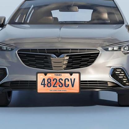 License Plate Frames Stainless Steel License Plate Two Hole Slim Version Licenses Plates Frame Flat Licenses Plates Holder with Metal Screw Caps Car Accessories (Black)