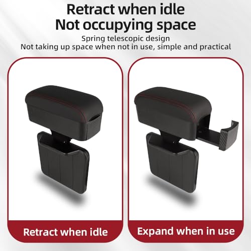 JEYODA Car Armrest Box with Cup Holder Car Central Liftable Armres Storage Organizer Box Arm Rest，Car Seat Gap Filler Organizer 1PC (Black) - color: Black