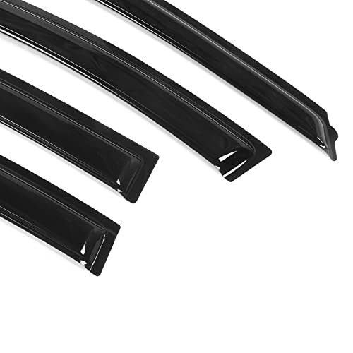Window Visor Compatible with 2010-2015 Chevrolet Cruze 2016 Chevrolet Cruze Limited, Slim Style Acrylic Black Sun Rain Wind Guards Cover 4Pcs Set by IKON MOTORSPORTS, 2011 2012 2013 2014