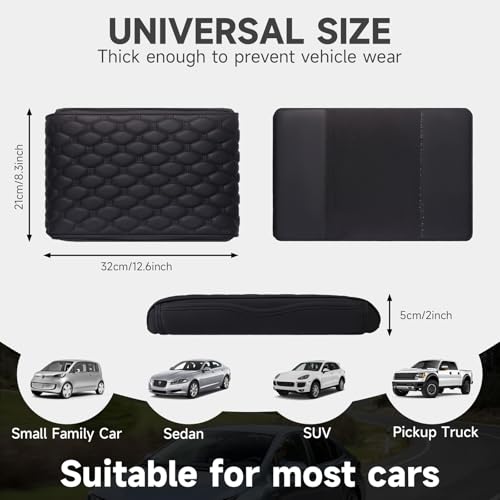Einesin Center Console Cover, Arm Rest Cover, Memory Foam Microfiber Leather Car Armrest Cover Cushion with 2 Storage Bags, Universal Center Console Covers for Cars/Truck/Auto/SUV (Black) - color: black