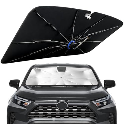Windshield Sun Shade for Toyota RAV4 2019-2026 with 360° Rotating Shaft, Custom Fit Umbrella Sunshade for UV Blocking, Interior Heat Protection, Easy Storage - size: Fit for Toyota RAV4 2019-2026