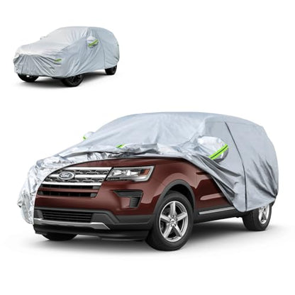 Koukou SUV Car Cover 100% Waterproof All Weather for Automobiles with Zipper Door, Universal Fit Ford Explorer, Jeep Grand Cherokee, BMW X5, Highlander, Etc.(190 to 201 inches) - size: C7-Fit suv jeep length ( 190" to 201")
