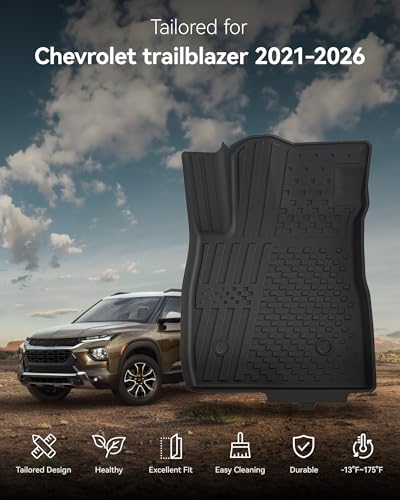 3W Floor Mats for Chevrolet Trailblazer 2021-2025 2026 (AWD Only) ，TPE All Weather Floor Liners Custom Fit Chevy Trailblazer Accessories 1st and 2nd Row Durable Black - size: Chevy Trailblazer 2021-2026 Floor Mats
