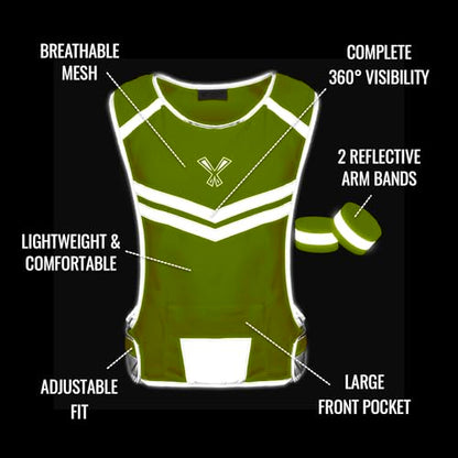 Reflective Running Vest with Pocket & 2 Bands with High visibility for Night Running, Walking & Cycling - color: Yellow, size: Small