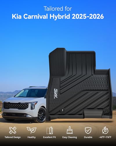 3W Floor Mats for Kia Carnival Hybrid 8 Seats 2025 2026(Not Fit Pure Fuel), Custom Fit All Weather TPE Fit Heavy Duty Floor Liner Accessories, Black - size: 1.For Kia Carnival | 25-26 | 1st-3rd Row