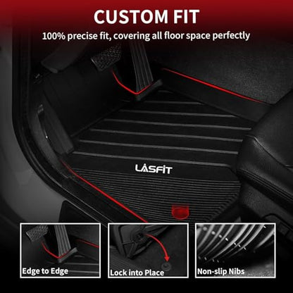 LASFIT 2018-2024 BMW X3 Floor Mats & Trunk Mat, Custom Fit TPE All Weather Car Liners Full Set for x3 30i/M/M40i/M Competition Accessories, Waterproof & Anti-Slip (Don't Fit X3 30e) - size: 2) X3 2018-2024 | Full Set