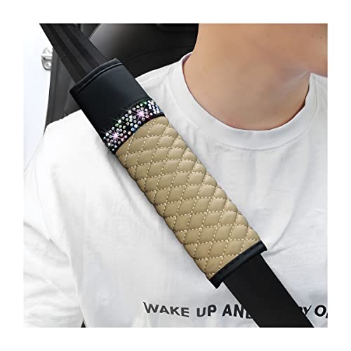 zipelo 2 Pcs Auto Seat Belt Cover, Breathable Leather Shoulder Pads Protect Your Neck, Harness Pads Strap for a More Comfortable Driving, Car Accessories Compatible with Adults Kids (Khaki) - color: khaki
