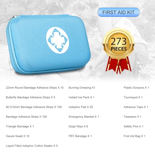 Car-Home Survival First-Aid Kit Emergency-Kit - Blue 273Piece Equipment Travel Supplies First Aid Set Home Essentials Camping Hiking YIDERBO - style: Blue-273Pcs