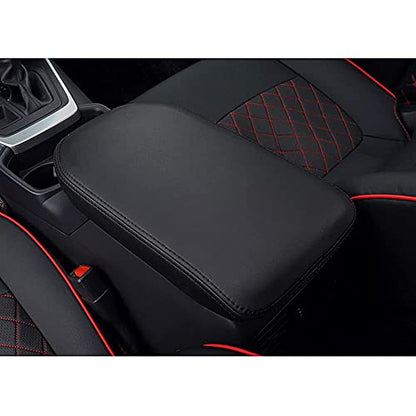 INTGET Center Console Armrest Cover for 2025 Toyota RAV4 Accessories 2024 2023 2022 2021 2020 2019 Leather Middle Console Lid Cover Pad Protector Elbow Arm Rest Covering Car(Black) - color: black