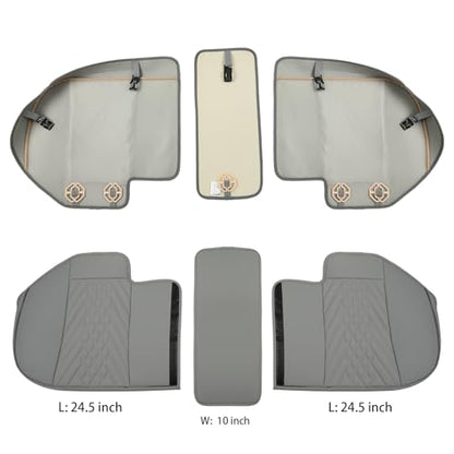 GIANT PANDA Premium PU Leather Rear Car Seat Cover Protector, Luxury Adjustable Anti-Slip Bottom Bench Seat Cover (49~59''),Fits 90% of Vehicles, Back Seat Cover, Grey - color: Rear Seat Gray, size: 1 Piece Standard Size