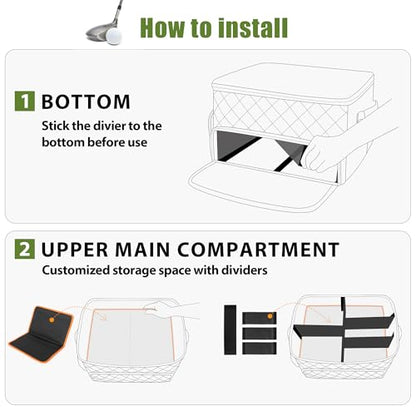 PGmoon 2 Layer Golf Trunk Organizer, Golf Car Storage Organizer with Individual Ventilated Compartment for 2 Pairs Shoes, Golf Car Locker for Balls, Clothes, Tees, Gloves, Accessories