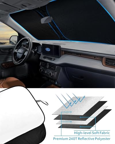 Car Sunshade 2026 Upgrade Front Windshield Sun Shade Foldable for Maverick Sun Shade Foldable Sun Shade Automotive Windshield Sunshades fit for Ford Maverick 2022-2025 2026|Keep Car Interior Cooler| - size: Fit for Ford Maverick 2022-2026