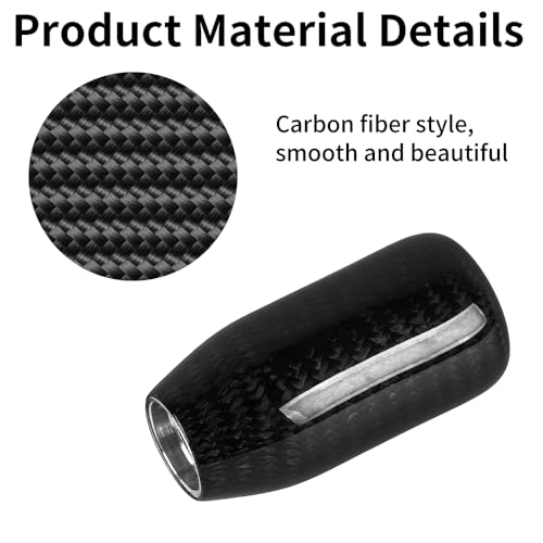 muge racing Carbon Fiber Shift Knob Long Modified Carbon Fiber Stand Head Gear Shift Knobs for Most Automobile with 3 Adapters (Carbon Fibers-Long, Black) - style: Carbon Fiber-Long