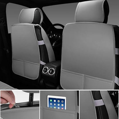 CAR PASS Gray Leather Bling Car Seat Covers Full Set, Luxury Microfiber Nappa PU Cushioned, Waterproof Anti-Slip Universal Fit for Auto SUV Sedan Sparkly Glitter Shining Rhinestone, Gray Diamond - color: Gray Diamond, size: Full Set