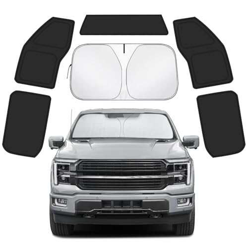 Car Window Shades for Ford F150 4Door 2021-2025 Accessories - Full Set 6PCS Side Window Sunshades with Memory Frame & Blackout Fabric, Privacy UV Shield for Camping/Travel - size: Fit for Ford F150 4door 2021-2025