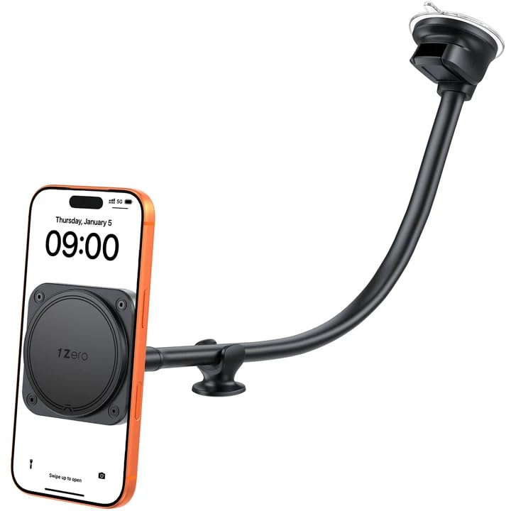 1Zero for Magsafe Car Phone Mount 14-Inch Gooseneck Long Arm Extension, Universal Windshield Dashboard Industrial-Strength Suction Cup Car Phone Holder with Strong Magnets (2026 Upgraded for Magsafe) - color: 2026 Upgraded for Magsafe