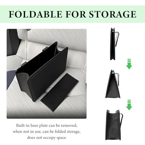 Car Trash Can, Foldable Leather Automotive Garbage Bin Organizer Holder with One Roll Trash Bag, Multi-Function Mini Hanging Dustbin Storage Bag Container for SUV Truck RV (Beige) - color: Beige