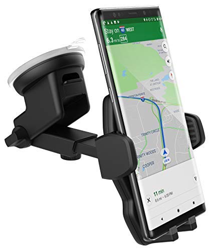 ENCASED Car Phone Holder for All Motorola and LG Smartphone Models, Ultra Grip Windshield + Dash Vehicle Cellphone Mount (Black)