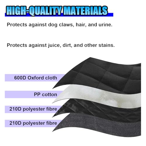 Waterproof Dog Car Seat Cover, Non-Slip Scratchproof Pet Car Back Seat Protector, Washable Hammock Bench Seats Cover, Universal Auto Interior Accessories for Cars/Trucks/SUVs (Black)