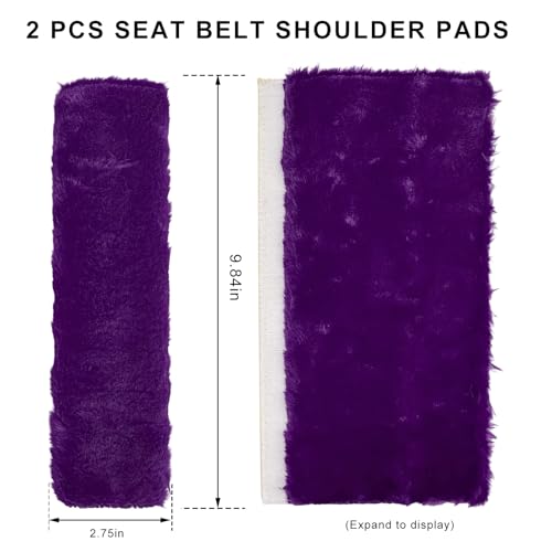 Sun Walker 2PCS Seat Belt Shoulder Pads, Fluffy Soft Plush Auto Seat Belt Pads for Protecting Your Neck & Shoulder, Comfortable Seatbelt Cover Warm Protective Cushion for Most Cars (Purple) - color: Purple