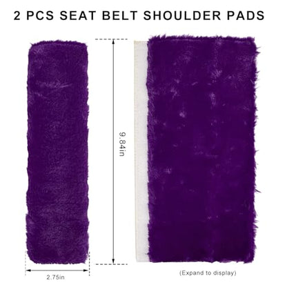 Sun Walker 2PCS Seat Belt Shoulder Pads, Fluffy Soft Plush Auto Seat Belt Pads for Protecting Your Neck & Shoulder, Comfortable Seatbelt Cover Warm Protective Cushion for Most Cars (Purple) - color: Purple