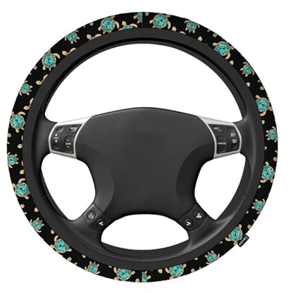 Swono Turtle with Stones Blue Car Neoprene Steering Wheel Cover Jewelry in The Form of A Turtle with Blue 15 Inch Anti-Slip Wheel Wrap Case Protector for SUV Sedan Vans Trucks - color: multi-051