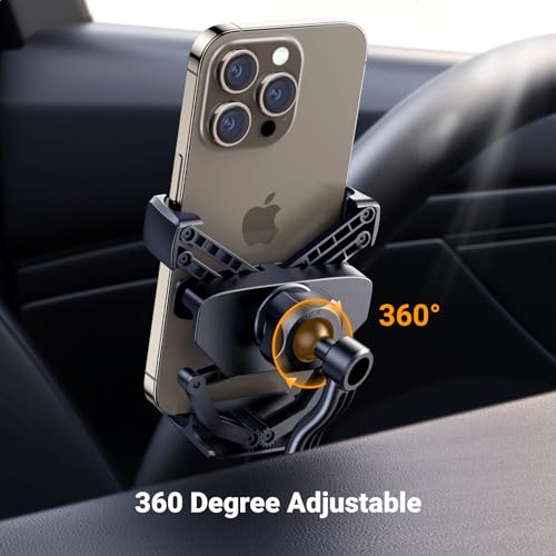UGREEN Car Phone Holder Vent Phone Mount, Never Blocking Air Vent Clip Cellphone Holder Compatible with iPhone 17 16 15 14 13 12 Pro Max Mini Plus, iPhone 11 SE XS XR 8 7 6 6S Smartphone, Black