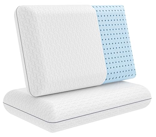 Vaverto Memory Foam Pillow 2-Pack – Cooling Gel-Infused Orthopedic Pillows for Neck and Shoulder Pain Relief, Firm Support with Removable Viscose Made from Bamboo Covers – Set of 2 Standard Size - size: Standard (Pack of 2)