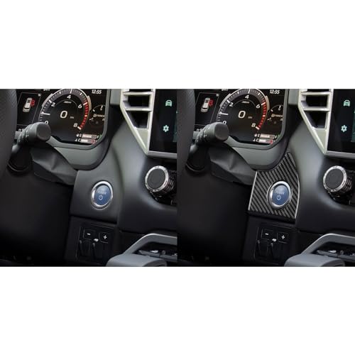 NVCNX Real Premium Carbon Fiber for Toyota Tundra 2022-2026 / Sequoia 2023-2026 2024 2025 Car Dash Push Engine Start Button Panel Cover Interior Trim Accessories Thick Overlay Sticker Decal 2PCs - color: Dash Push Engine Start Button Panel Trim