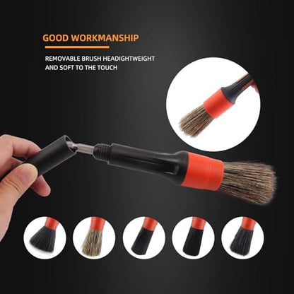 Car Drill Brush, Drill Brush Attachment SPTA 5Pcs Detachable Car Care Detailing Brush Set Soft No Scratch Boar Hair Detail Brush Car Care Detail Brush for Air Vent Automotive Interior Exterior -DF075 - color: Car Detail Brush Set 7