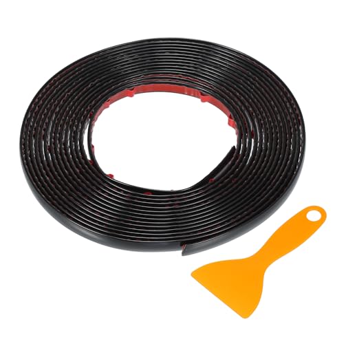 Window Trim Strip Kit 5/16" 8mm Width 16Ft 5m Universal for Exterior Car Bumper Door Body Self Adhesive Scratch-Proof Decorative Sticker Plastic Gloss Black - color: Black, size: 8mm