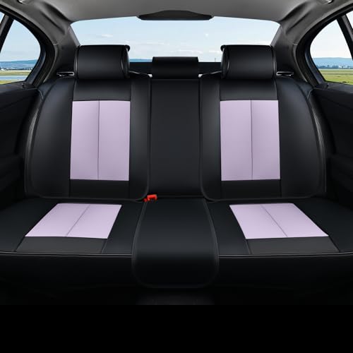 Coverado Rear Seat Covers for Cars, Waterproof Car Seat Covers Back Seat Cover, Faux Leather Seat Covers Automotive Seat Covers Seat Cushion Protector Universal Fit for Most Cars, Black&Purple - color: Black&Purple