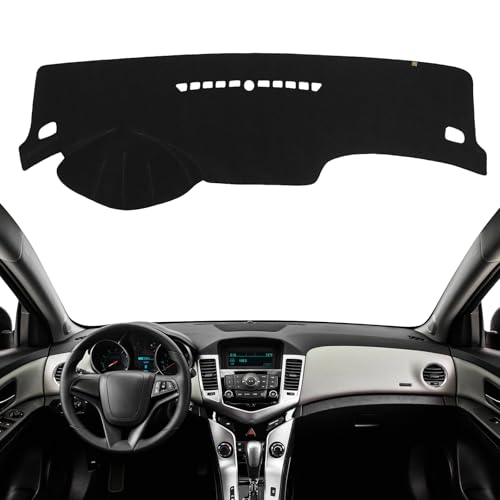 Dashboard Cover Dash Mat Fit for Chevy Cruze 2015-2011 (for Left Hand Drive), Car Dash Board Mat Anti-Glare Carpet,Non-Slip Pad Sunshield Protector (Black) - color: Black, size: Fit 11-15 Cruze