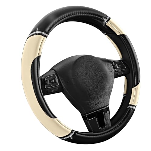 Road Comforts Leather Steering Wheel Cover - Made with PVC Leather - Anti-Slip, Universal Fit 14 1/2 inches to 15 inches - Milky White - color: Milky White