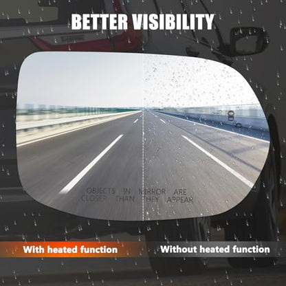 Mirror Glass Compatible with CRV 2017 2018 2019 2020 2021 2022, Right Passenger Side Rear View Convex Mirror Glass with Blind Spot Detection System, Heated, Backing Plate and Mounting Bracket - size: Passenger Side