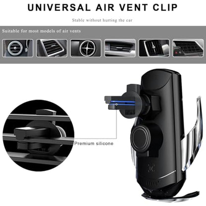 Wireless Car Charger, 15W Fast Charging Air Vent Mount Auto-Clamping Phone Holder, Automotive Electric Induction Charger 360° Rotating Magnetic Vent Mount Bracket for Smartphones (Blue) - color: Blue